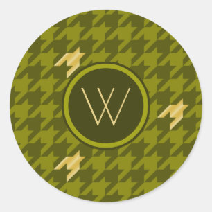 Rond Olive with Gold Accent Houndstooth Sticker