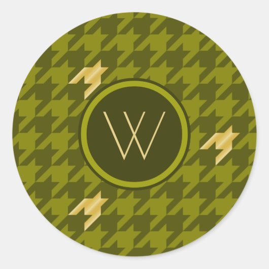 Rond Olive with Gold Accent Houndstooth Sticker (Devant)