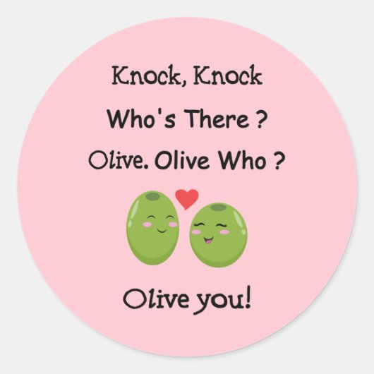 Rond Olive You Valentine's Day Round Sticker (Devant)