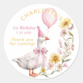 Rond One Silly Goose 1st Birthday Favor Sticker (Devant)