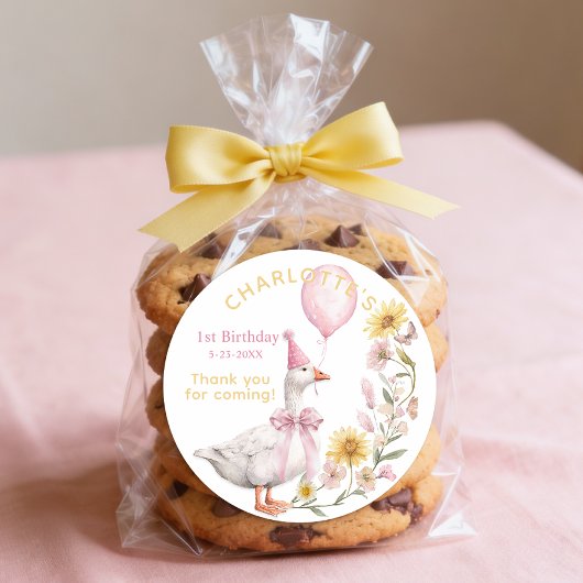 Rond One Silly Goose 1st Birthday Favor Sticker