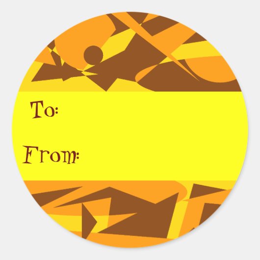 ROND ORANGE ABSTRAIT CADEAU TAG STICKER (Devant)