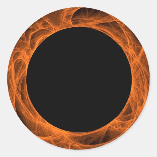 Rond Orange & BLack Fractal BackgroundRound Sticker (Devant)