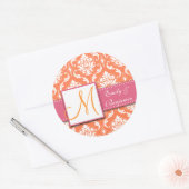 Rond Orange Blanc Damas mariage Favoriser Sticker rose (Enveloppe)