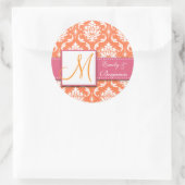 Rond Orange Blanc Damas mariage Favoriser Sticker rose (Sac)