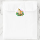 Rond Orange Cat in the Flower Patch Sticker (Sac)