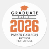 Rond Orange Class of 2026 Graduation Sticker (Devant)