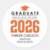 Rond Orange Class of 2026 Graduation Sticker (Devant)