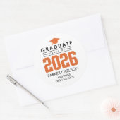 Rond Orange Class of 2026 Graduation Sticker (Enveloppe)