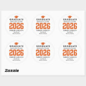 Rond Orange Class of 2026 Graduation Sticker (Feuille)