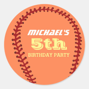 Rond Orange Softball Sticker pour la fête d'anniversai