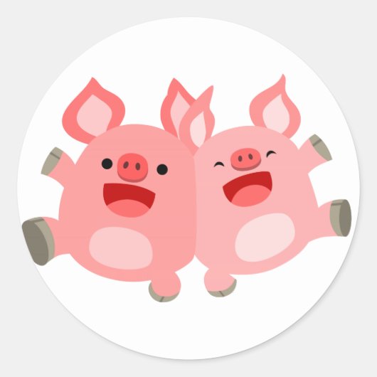 Rond OUI ! ! Sticker pour cochons de dessin (Devant)