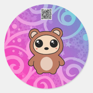 Rond Ours de Kawaii - Sticker animal mignon
