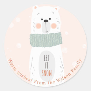 Rond Ours polaire - Sticker de Noël personnalisé