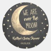 Rond Over the Moon | Baby shower Classic Round Sticker (Devant)
