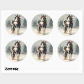 Rond  Paint Horse Christmas Sticker (Feuille)