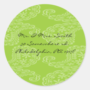 Rond Paisley Happy Anniversaire Sticker Seal vert