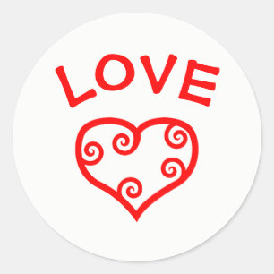 Rond Paix, Amour, Coeur de joie - Sticker en cercle