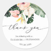 Rond Palm Hibiscus Mariage tropical merci Sticker (Devant)