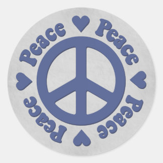 Rond Panneau de Paix Bleu Foncé avec Sticker Coeur