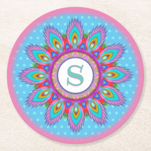 Rond papier onderzetter psychedelische aangepaste