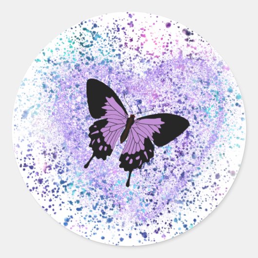 Rond Papillon pourpre et Sticker à peinture (Devant)