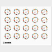 Rond Paprika Floral Wreath Wedding Favor Sticker (Feuille)