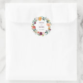 Rond Paprika Floral Wreath Wedding Favor Sticker (Sac)