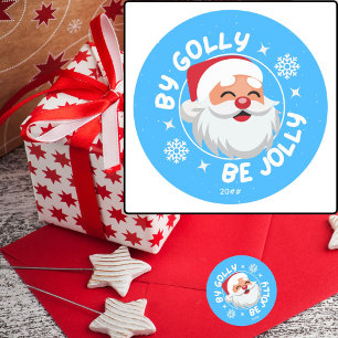 Rond Par Golly Be Jolly Cute Père Noël Sticker de Noël