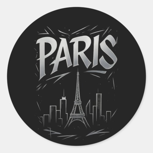 Rond Paris Skyline Sticker (Devant)