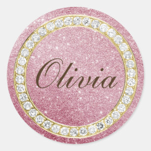 Rond Parties scintillant rose & Diamants Petits Sticker