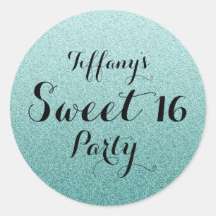 Rond Parties scintillant Turquoise moderne Sticker Faux