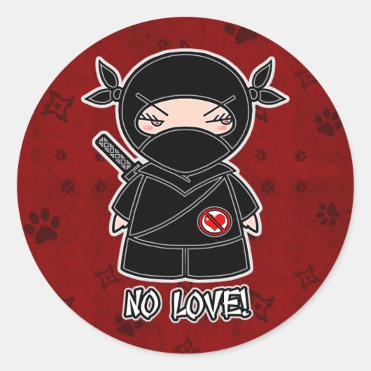 Rond Pas d'Amour ! Ninja En Sticker Rouge (Devant)
