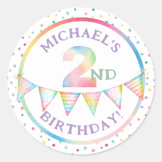 Rond Pastel Confetti 2e Sticker Privilège Anniversaire (Devant)