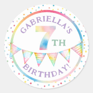 Rond Pastel Confetti 7e Anniversaire Favoriser Sticker