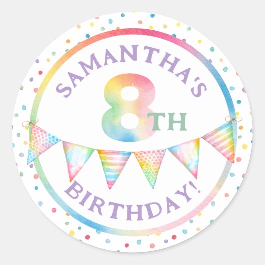 Rond Pastel Confetti Sticker Privilège 8e Anniversaire (Devant)