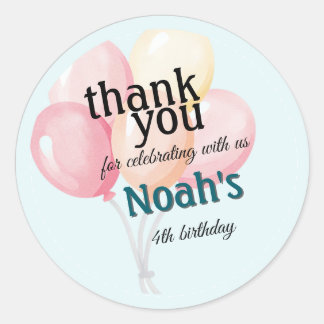 Rond Pastel Personalized Birthday Sticker | Balloon