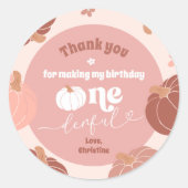 Rond Pastel Pink Sticker Citrouille 1er Anniversaire Me (Devant)