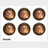 Rond Paws of Darkness Fire Glow Dog Sticker – Dark (Feuille)