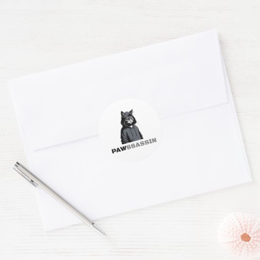 Rond Pawssassin Cat Sticker (Enveloppe)