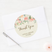 Rond peach floral merci faveurs sticker élégant (Enveloppe)