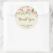 Rond peach floral merci faveurs sticker élégant (Sac)
