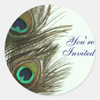 Rond Peacock Feather Vous êtes Invited Envelope Sticker