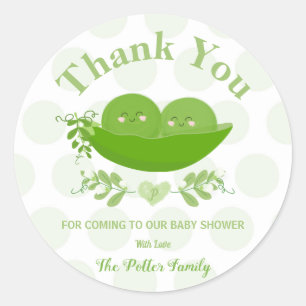 Rond Peas dans un bébé pod Douche Merci Sticker Étiquet