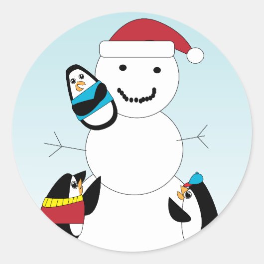 Rond Penguin Construire un Sticker Snowman (Devant)