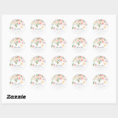 Rond Peonies Rose Floral First Communion Sticker (Feuille)