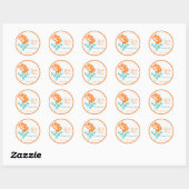 Rond Peony orange avec Sticker Turquoise et Blanc 1,5 p (Feuille)