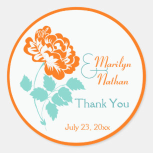 Rond Peony orange avec Sticker Turquoise et Blanc 1,5 p