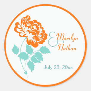Rond Peony orange avec Sticker Turquoise et Blanc 1,5 p