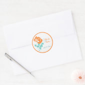 Rond Peony orange avec Sticker Turquoise et Blanc 1,5 p (Enveloppe)